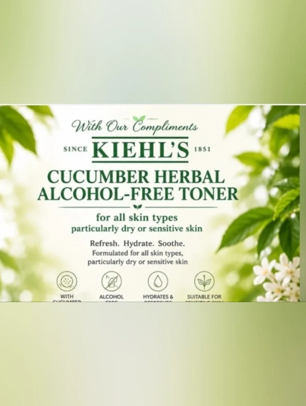 Kiehl's Cucumber Herbal Alcohol-Free Toner - Green